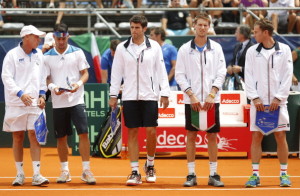 Corrado Brazzutti, Fabio Fognini, Simone Bolelli, Andras Seppi and Filippo Volandri